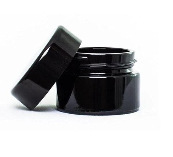 

uv protection full black 5ml glass cream jars bottle wax dab dry herb concentrate container sn3913
