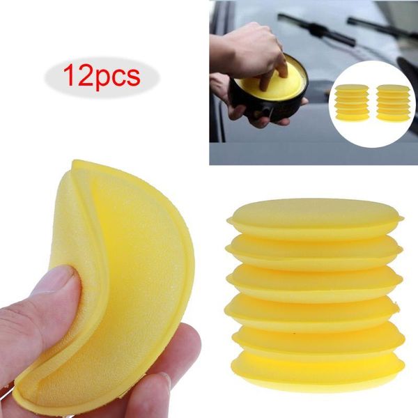 

12pcs/lot car vehicle wax polish foam sponge hand soft yellow pad/buffer for detailing care wash clean