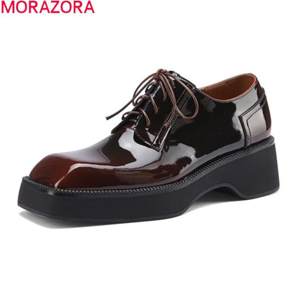 

dress shoes morazora women pumps 2021 fashion platform single genuine leather casual ladies spring autumn high heels, Black