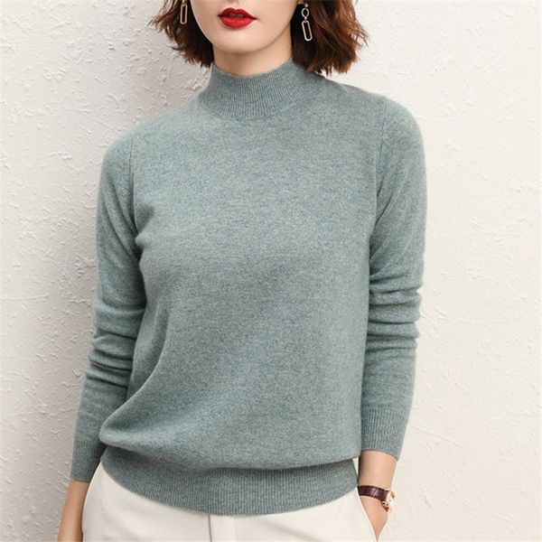 

half turtleneck sweater bottoming shirt women's long-sleeved autumn and winter 20 loose version 210525, White;black