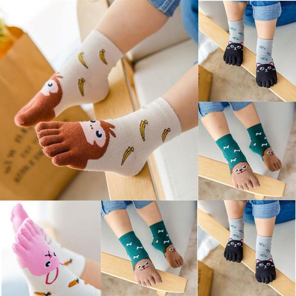 

socks year kawaii five finger sock children cotton animal boys girls toe for kids, Pink;yellow