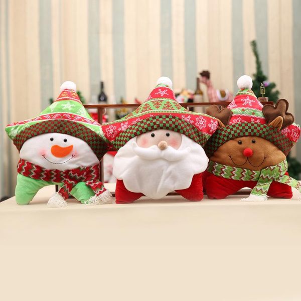 

funny cute christmas santa claus snowman deer pillow elk star pillows n home decor festive gift cushion/decorative