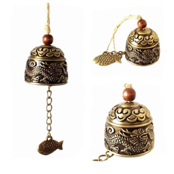 

decorative objects & figurines vintage carve alloy buddha statue bell blessing feng shui wind chime for good luck fortune crafts home car ha