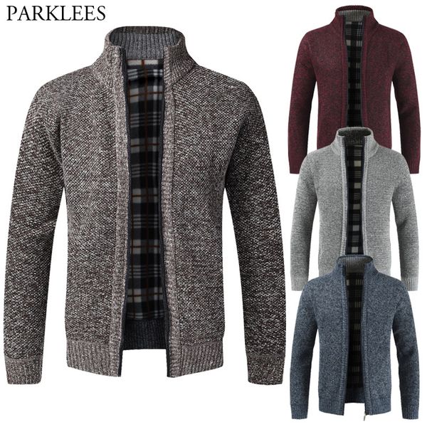 

winter thick mens knitted sweaters coat autumn full zip casual men long sleeve cardigan fashion warm men sweater jackets homme 210524, White;black
