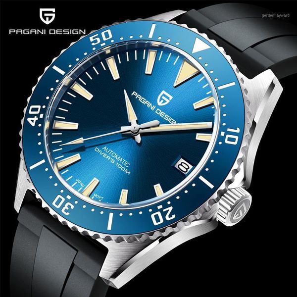 

brand watches men luxury sapphire glass automatic watch waterproof 100m mechanical wristwatches montre homme, Slivery;brown