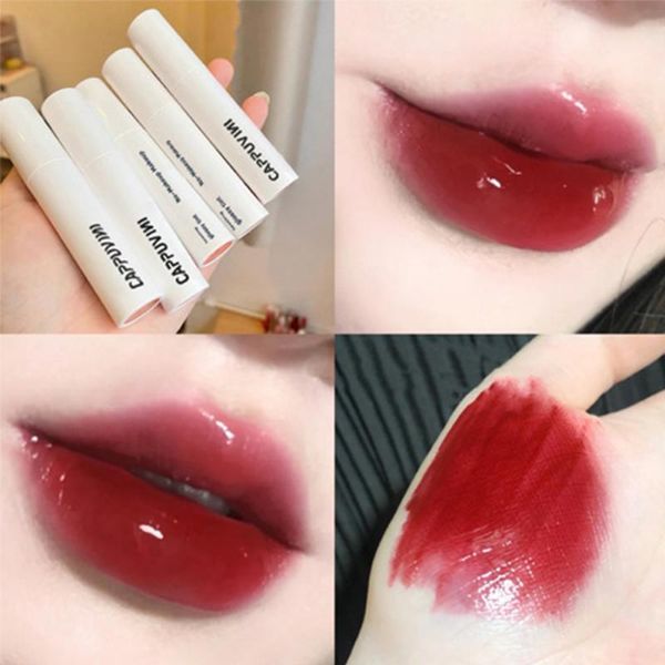 

lip gloss pudding little white tube glaze water mirror long lasting non-stick cup lipstick moisturizing makeup