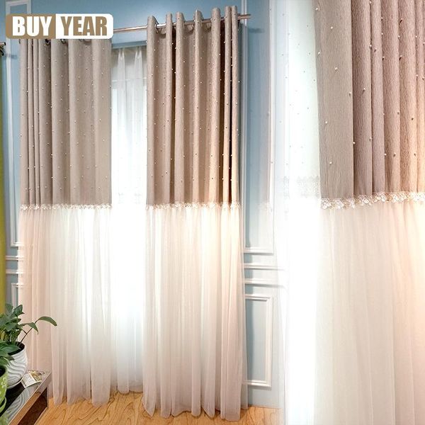 

curtain & drapes korean american pastoral coffee color starry beaded skirt screens for living room bedroom dining