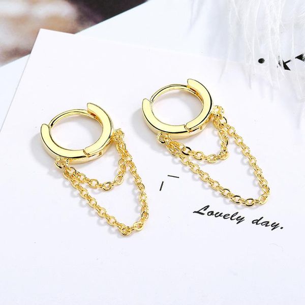 

hoop & huggie han edition tide simple chain earrings women's fashion creative design geometry, Golden;silver