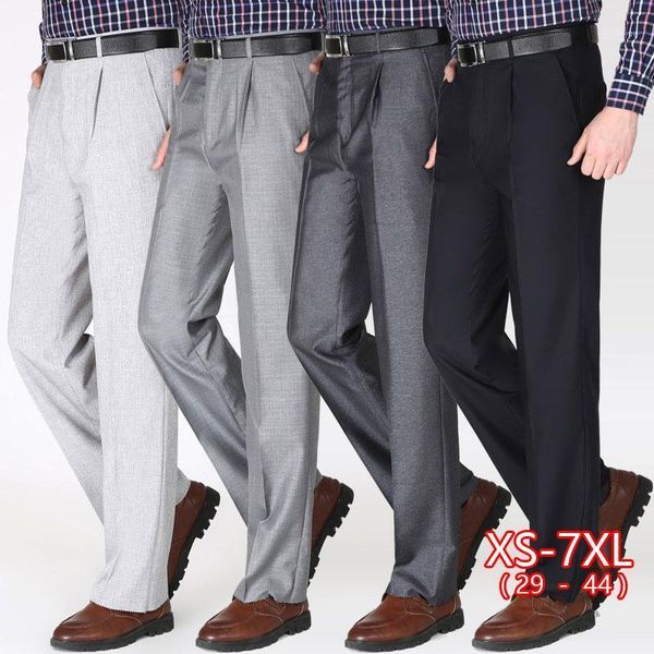

middle-aged men's suits pants summer thin high waist trousers men single pleated business casual dress office wear, Black