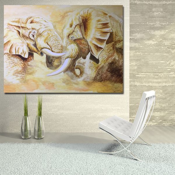 Imprimir África Abstril Elefante Pintura a óleo na tela Moderna Animal Art Art Poster Imagem para sala de estar