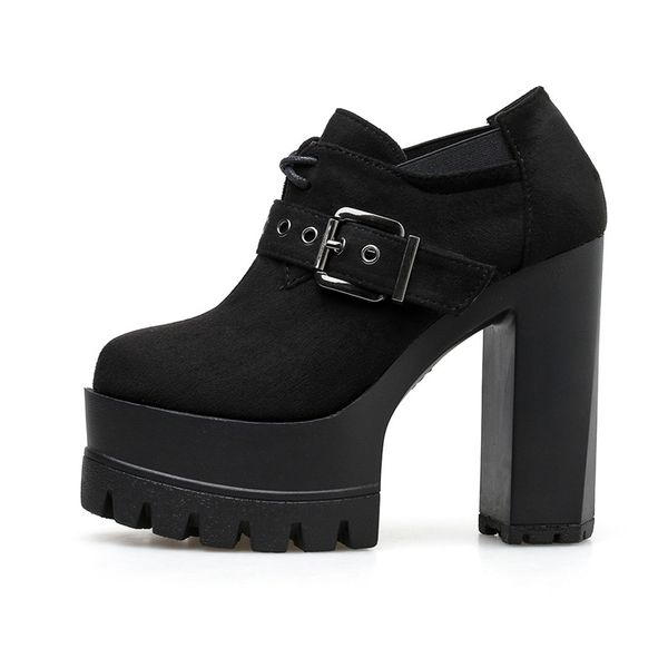 

sandals spring autumn platform wedges high heels women shoes metal strap buckle thick heeled ladies pumps female single shoes y2fu, Black