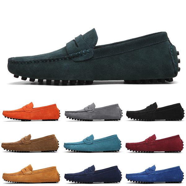 

casual men fashion suede non-brand shoes black blue wine red gray orange green brown mens slip on lazy leather shoe224 s