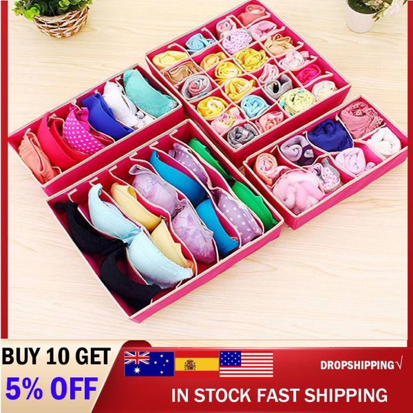 

storage drawers foldable divider box 6/7/8/12/24 grids non-woven bra underwear organizer fabric wardrobe for socks