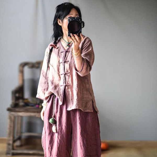 

women's jackets women loose linen patchwork jacket coat outerwear ladies spliced flax female vintage 2021 spring autumn, Black;brown