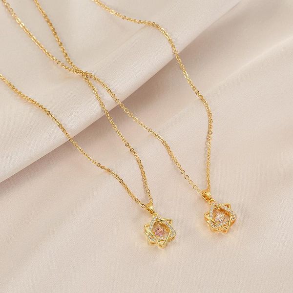

pendant necklaces gold star necklace for women 2021 jewelry titanium steel crystal fashion clavicle chain luxury wind, Silver