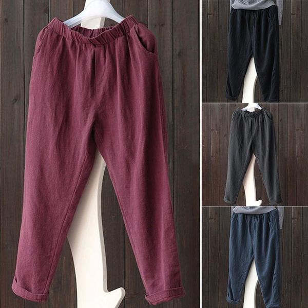 

women's loose slim casual harem long pants & capris, Black;white