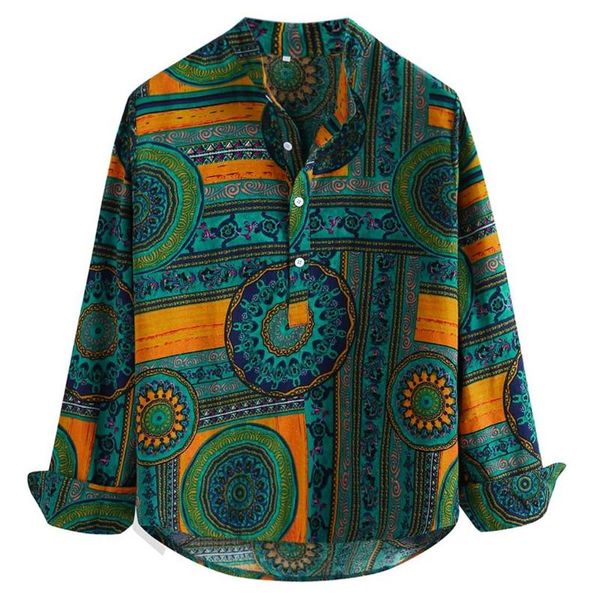 

men's casual shirts jaycosin breathable cotton men shirt ethnic style print vintage long sleeve loose beach hawaiian 19sep07 p30, White;black