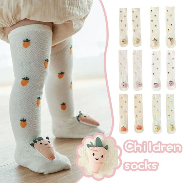 

summer socks baby knee high infant boys girls cartoon 3d antimosquito long stockings#4, Pink;yellow
