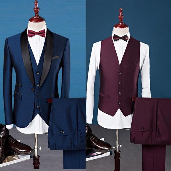 

men's suits & blazers (jacket+pants+vest) slim fit man summer suit men male formal clothes 3 piece for 2021 groomsman wedding custom ma, White;black