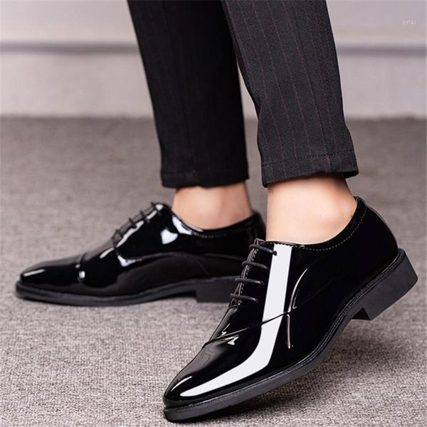 

spring and autumn leather shoes large size business formal wear men's casual all-match lace-up wedding dress1, Black