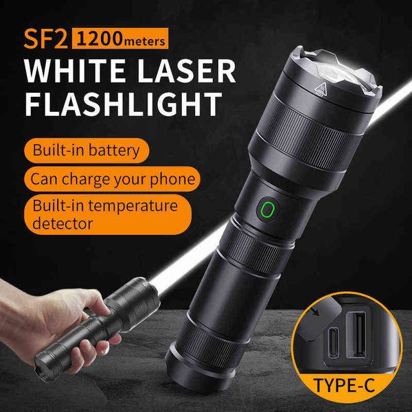 

natfire sf2 white laser flashlight lep 1200 meter built in 21700 battery type c rechargeable tactical military search flashlight w220311