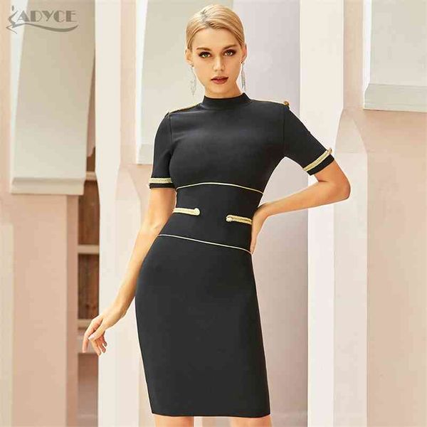 

adyce new summer black bandage dress women elegant celebrity evening party dress short sleeve night club bodycon dress 210331, Black;gray