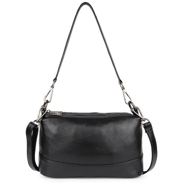 

cowhide women's bag fashion leather large capacity three zipper messenger cross body