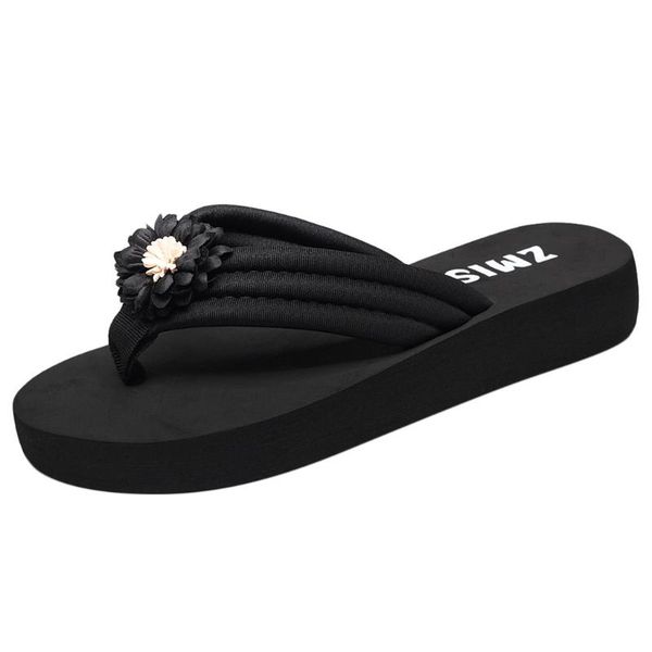 

slippers women bohemian summer casual shoes beach ethnic style slides flat flip flops calzado mujer a40, Black
