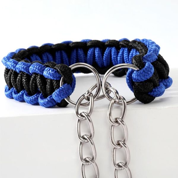 

dog collars & leashes size m double strand rope large lead metal chain buckle pet traction collar for leash walking running