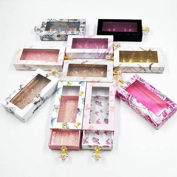 

10/pcs wholesales crystal handle 10mm-25mm false eyelashes packaging box lash boxes fake 3d mink lashes glitter case empty1