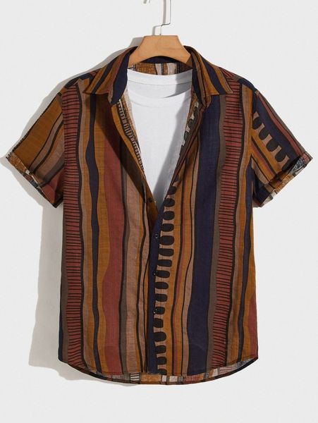 

men mixed striped button up shirt t5hf#, White;black