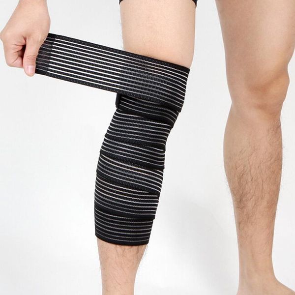 

professional knee support belt 2 pcs 120 cm powerlifting elastic bandage leg compression calf sports safety vendas para deporte elbow & pads, Black;gray