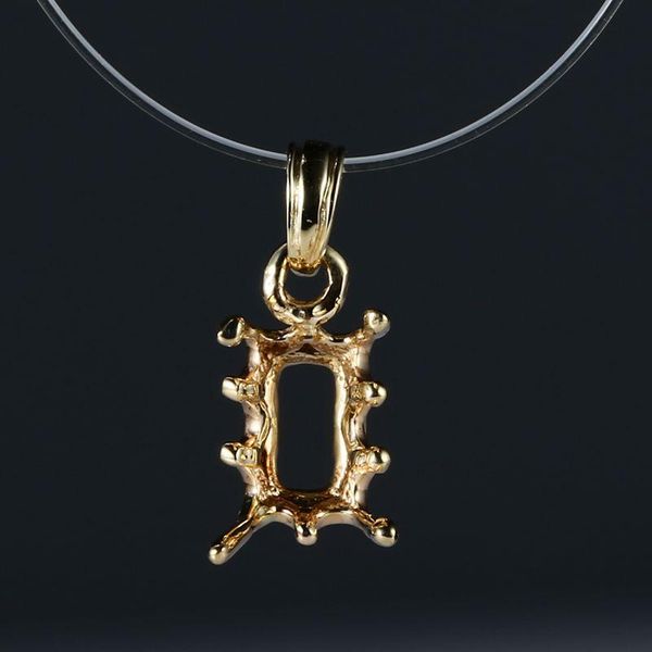 

lockets solid 14k yellow gold 5x7mm emerald semi mount pendant engagement fine jewelry, Silver