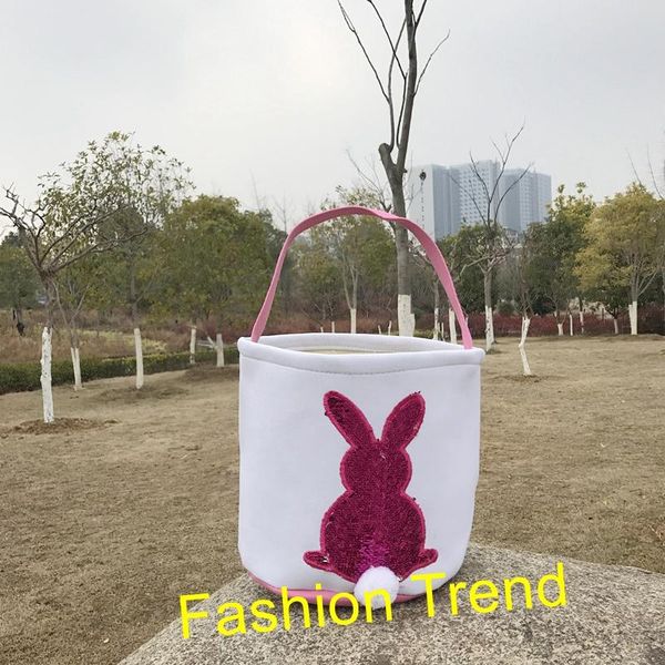 

gift wrap 50pcs/lot mixed 4 colors monogrammed blank easter tail buckets reversible sequins basket kids bucket