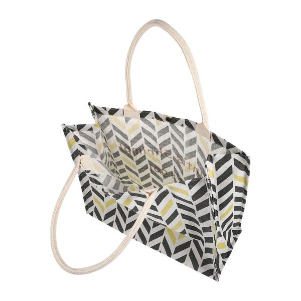 

storage bags 1pc cotton linen shopping bag foldable printed lightweight tote