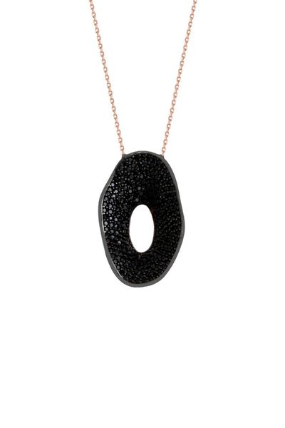 

cluster rings curling oval black stone necklace, Golden;silver