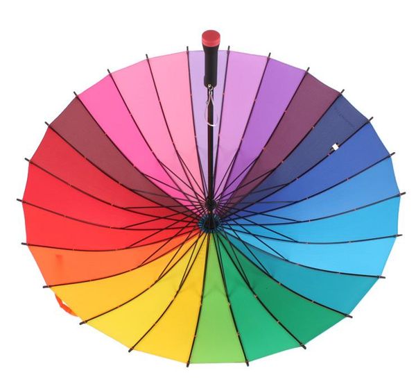 

umbrellas large long handle umbrella light windproof women rain gear sunshades rainbow unbrella guarda chuva daily necessities