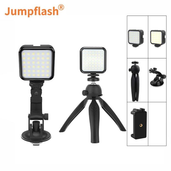 

jumpflash d36r pocket led video light pography fill 6500k 49pcs leds with cold shoe mounts selfie live shoot flash heads