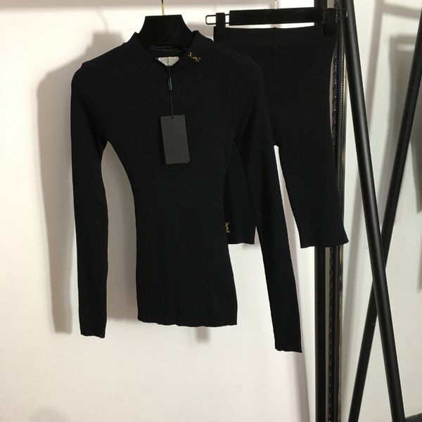 

2021ss designer wool knitted sweater shorts 2 piece suit tight sweater bottoming shirt sports suit slim oversized elastic autumn long-sleeve, White