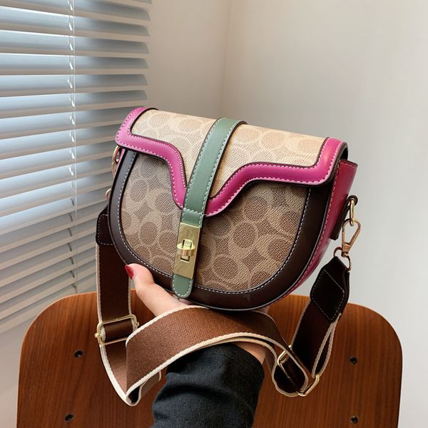 

outlet online 70% off sale bag women's bag 2021 summer new korean fashion trendy texture saddle wide shoulder strap foreign style singl