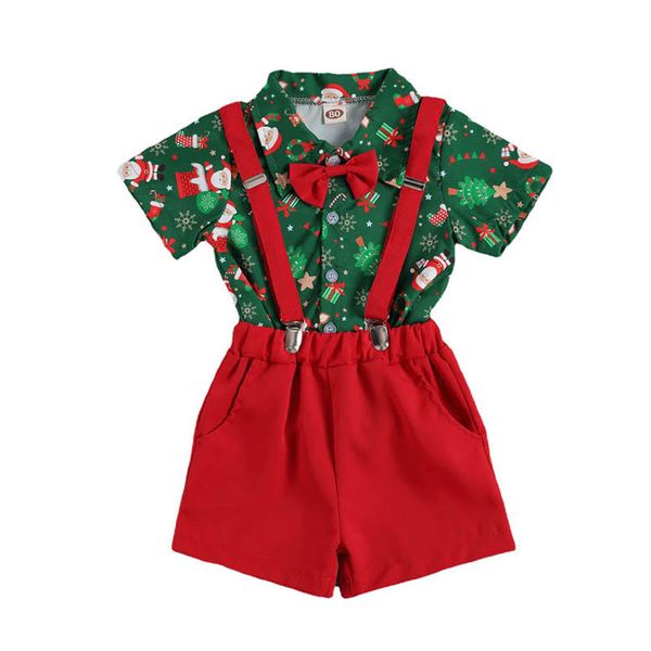 

christmas boys outfits kids clothing sets children clothes wear gentleman bow tie short sleeve shirt pants 2pcs b8471, White