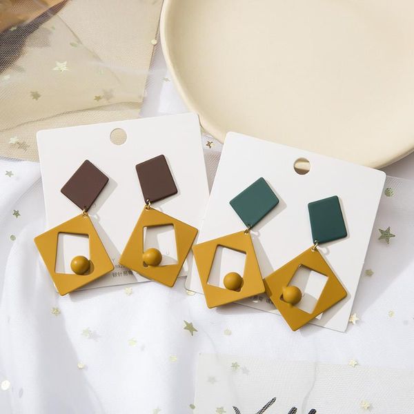 

dangle & chandelier s925 fashion geometric square pendant earrings color design for women party casual jewelry, Silver