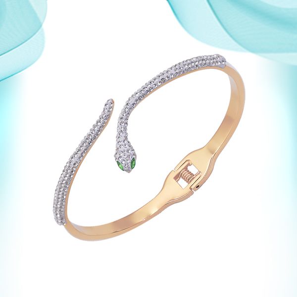 

snack bracelets for women ladies with green eye diamond bangle creative and bold design exquisitely customized personalized bangles female j, Black