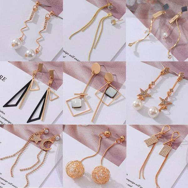 

dangle & chandelier korean fashion gold tassel long hanging earrings for women acrylic pearl drop earring 2021 trend female party jewelry, Silver