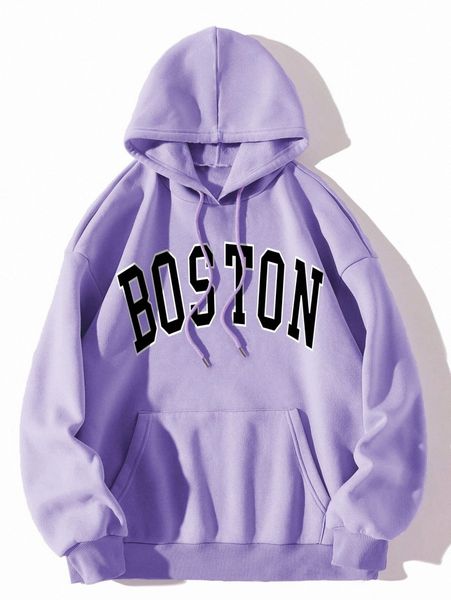 

letter graphic kangaroo pocket drawstring thermal lined hoodie h38t#, White;black