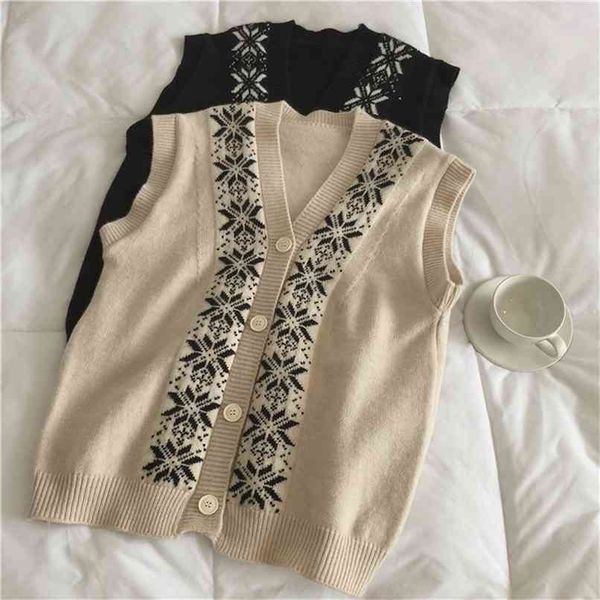 

autumn women's vest casual jacquard v-neck sleeveless cardigan 210430, White;black