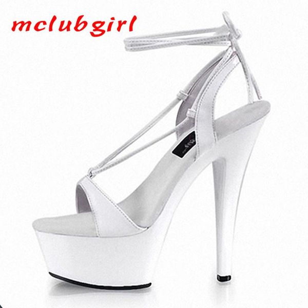 Mclubgirl 15cm tacchi bocca di pesce scarpe divertenti abito da sposa sottile super alto per le donne sandali LYP