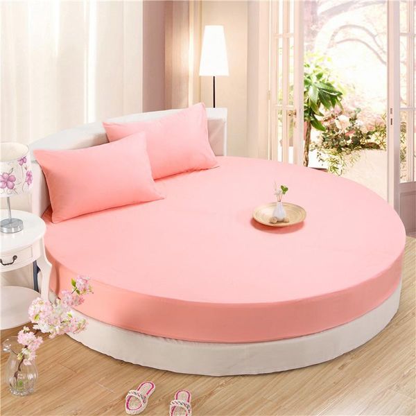 

sheets & sets 3pcs 100% pure cotton round fitted bed sheet european style solid color and 2 case linen for 200cm 220cm