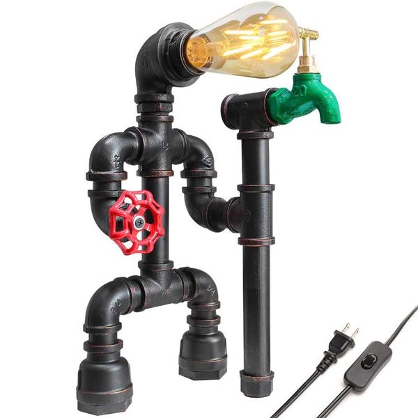 

table lamps vintage desk lamp eye-care reading light retro industrial iron water pipes robot lamp(not included bulb)