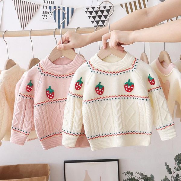 

pullover fruit pattern girls sweater autumn winter long-sleeve knitted cardigan children baby kids clothing 1-5y, Blue